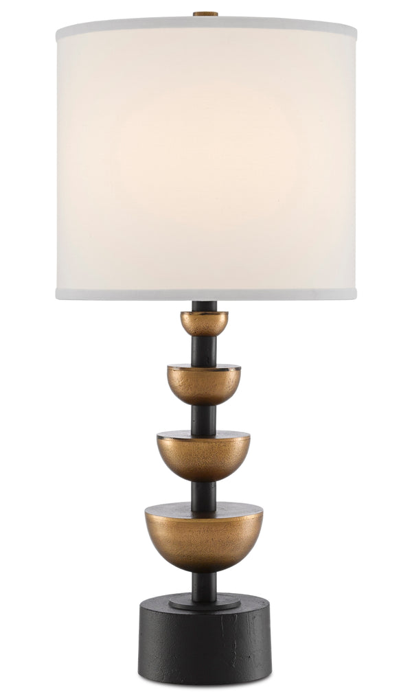 Chastain Table Lamp – Antique Brass & Black Finish, Elegant Off-White Shade, Modern Design Accent