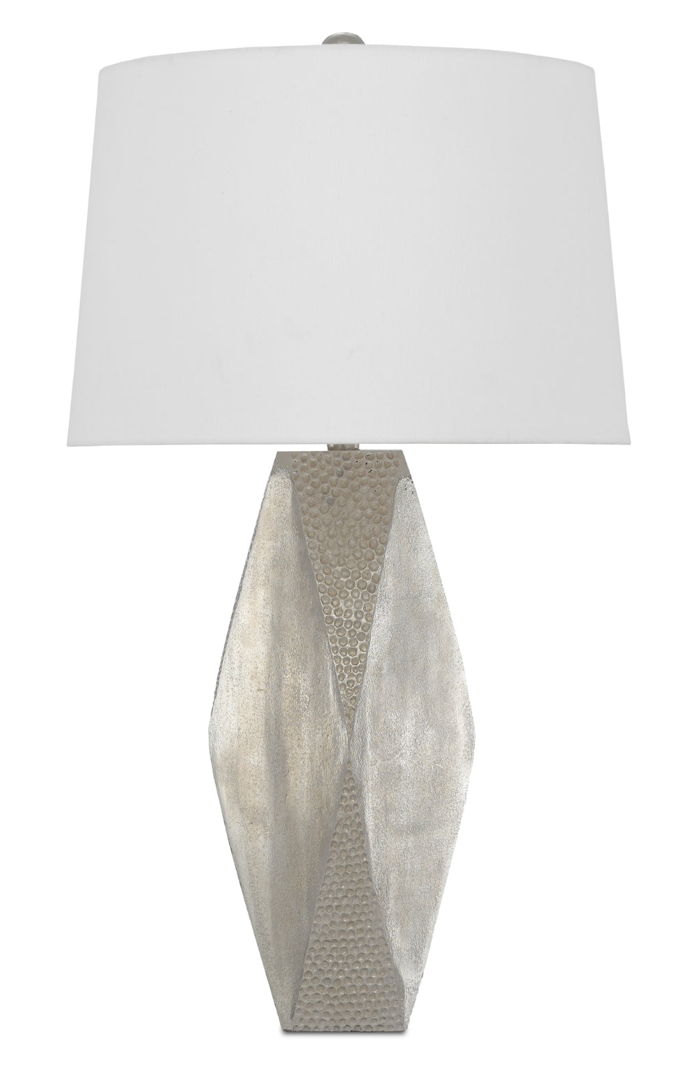 Zabrine Nickel Table Lamp - Elegant Aluminum Design with White Linen Shade, Perfect for Any Room