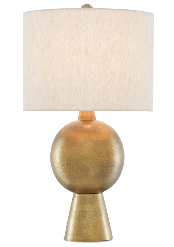 Rami Antique Brass Table Lamp – Elegant Aluminum Design with Natural Flax Shade for Home Décor