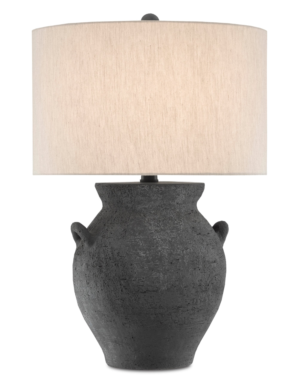 Anza Table Lamp - Elegant Terracotta Design with Black Ash Finish & Natural Linen Shade, 3-Way Switch