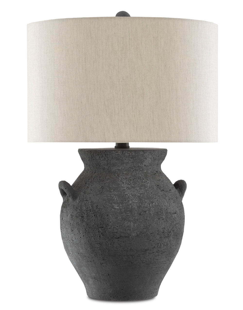 Anza Table Lamp - Elegant Terracotta Design with Black Ash Finish & Natural Linen Shade, 3-Way Switch