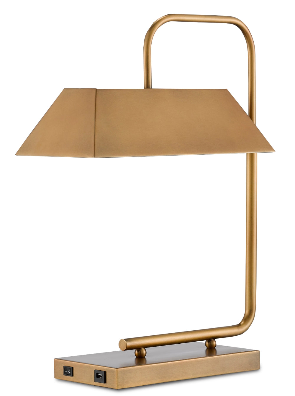 Hoxton Gold Table Lamp with USB Port - Stylish Antique Brass Desk Light for Modern Interiors