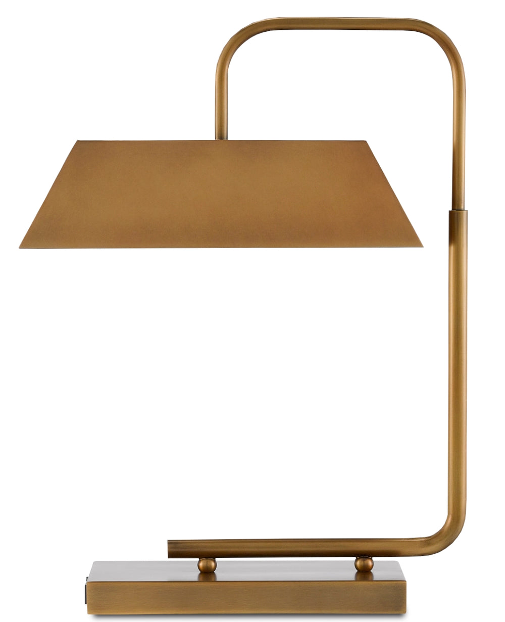 Hoxton Gold Table Lamp with USB Port - Stylish Antique Brass Desk Light for Modern Interiors