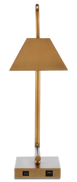 Hoxton Gold Table Lamp with USB Port - Stylish Antique Brass Desk Light for Modern Interiors