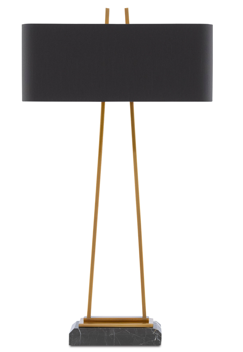 Adorn Large Table Lamp - Antique Brass Finish, Black Marble Base & Luxurious Gold-Lined Shade