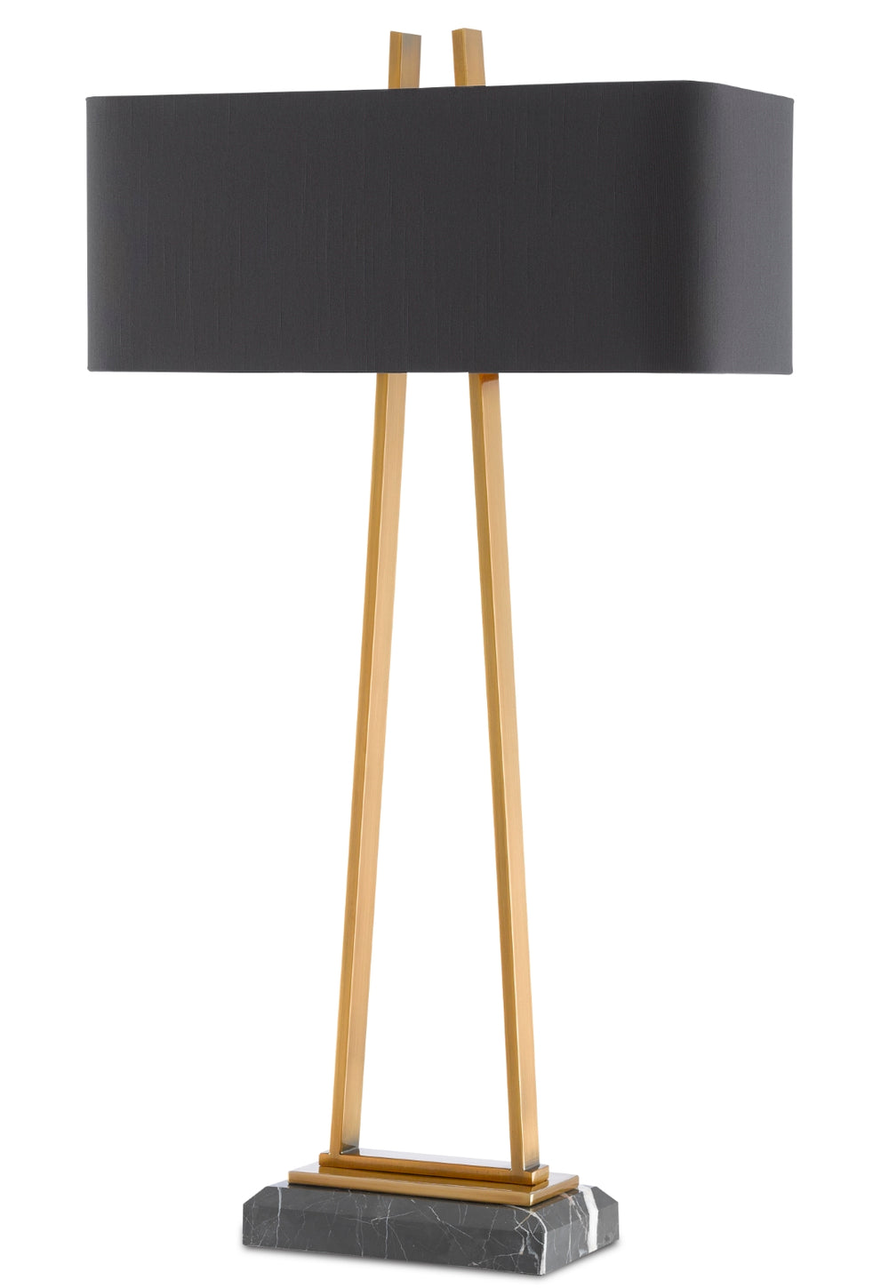 Adorn Large Table Lamp - Antique Brass Finish, Black Marble Base & Luxurious Gold-Lined Shade