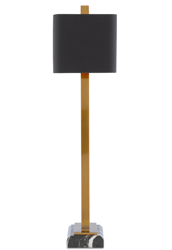 Adorn Large Table Lamp - Antique Brass Finish, Black Marble Base & Luxurious Gold-Lined Shade