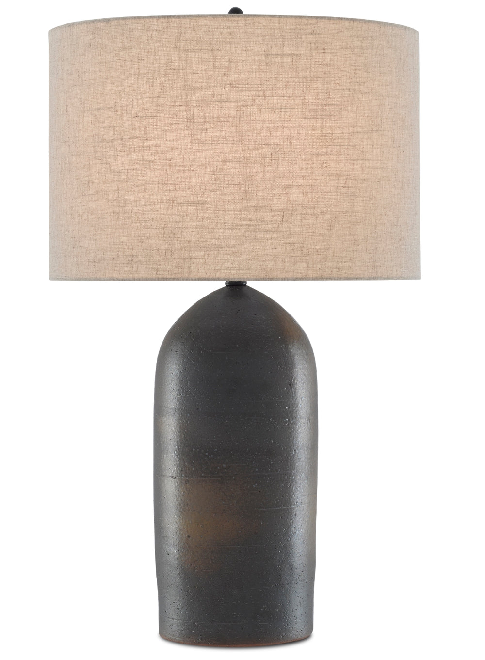 Munby Table Lamp - Elegant Rust & Iron Ceramic Design with Natural Linen Shade & 3-Way Switch