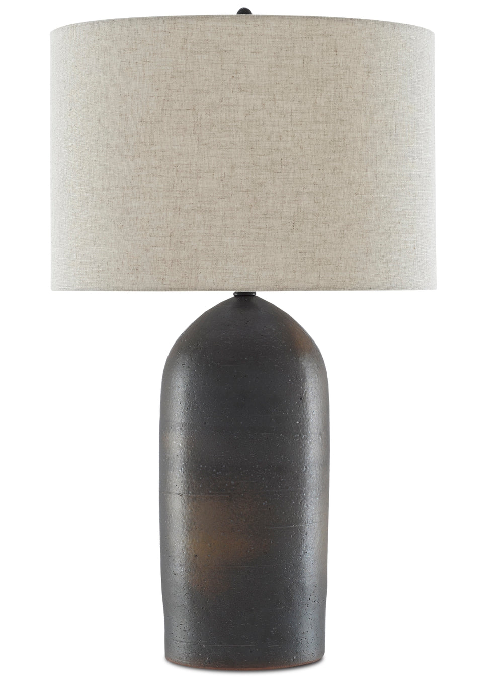 Munby Table Lamp - Elegant Rust & Iron Ceramic Design with Natural Linen Shade & 3-Way Switch