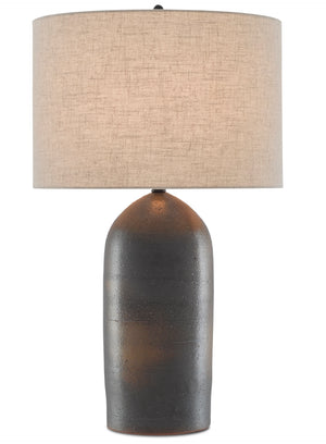Munby Table Lamp - Elegant Rust & Iron Ceramic Design with Natural Linen Shade & 3-Way Switch