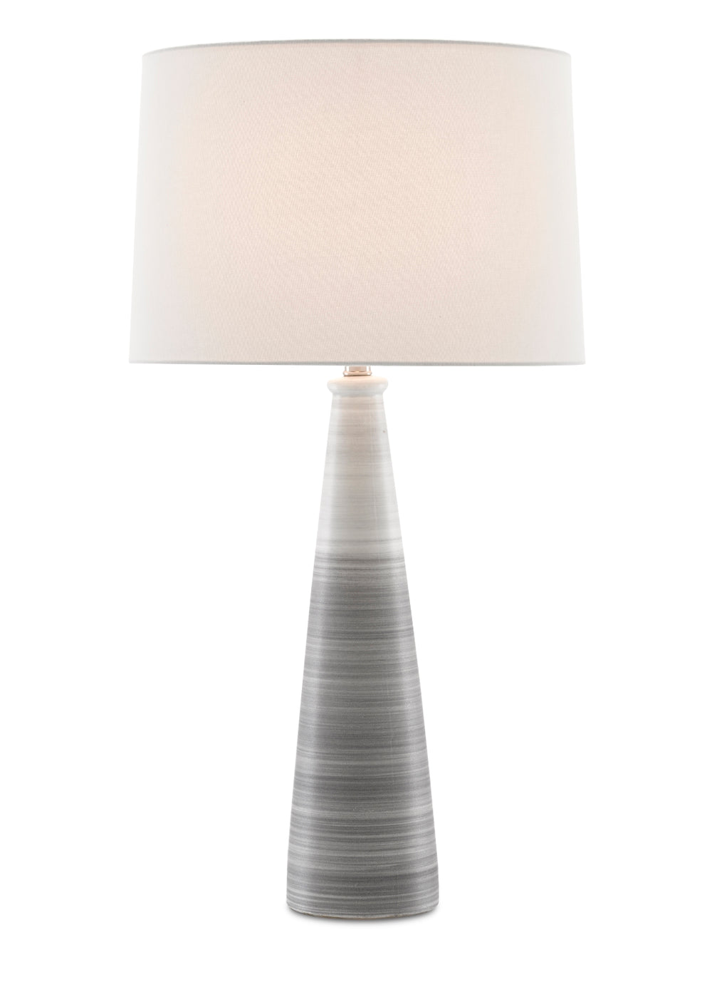 Forefront Table Lamp - Elegant Gray and White Terracotta Design with White Shantung Shade, 32.5" Tall