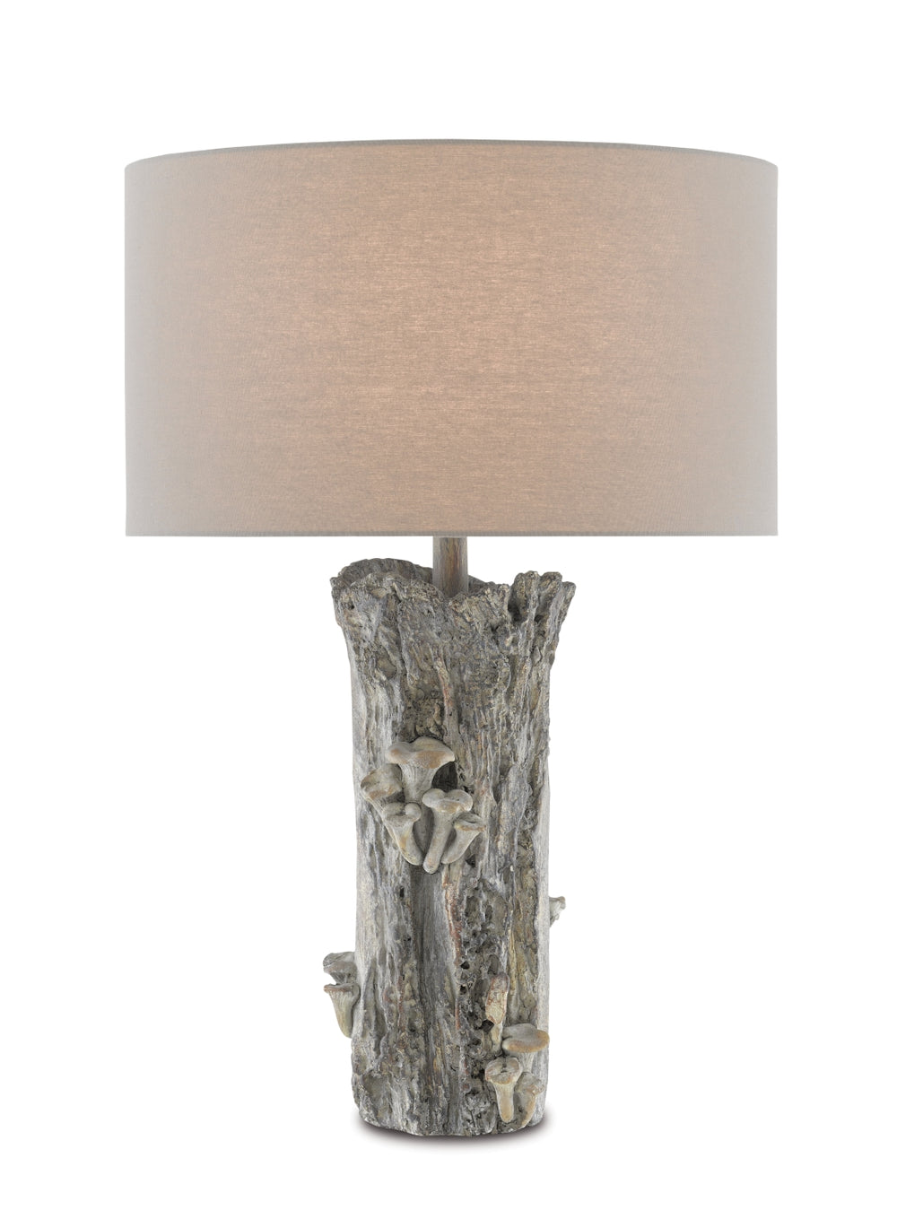 Porcini Table Lamp - Whimsical Mushroom Design Concrete Lamp with Light Gray Linen Shade, 27" Height