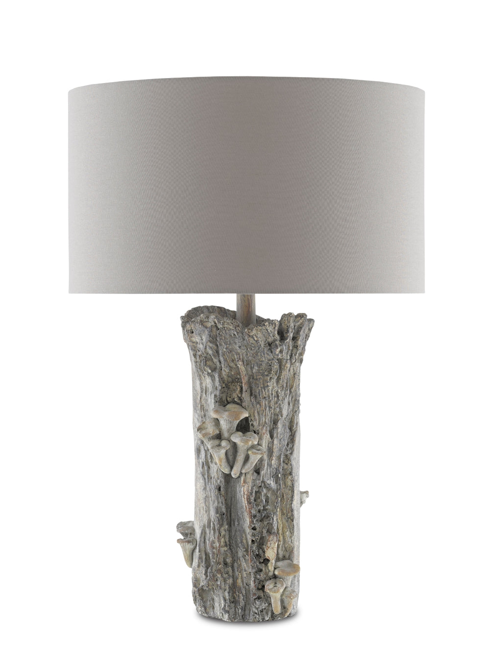 Porcini Table Lamp - Whimsical Mushroom Design Concrete Lamp with Light Gray Linen Shade, 27" Height