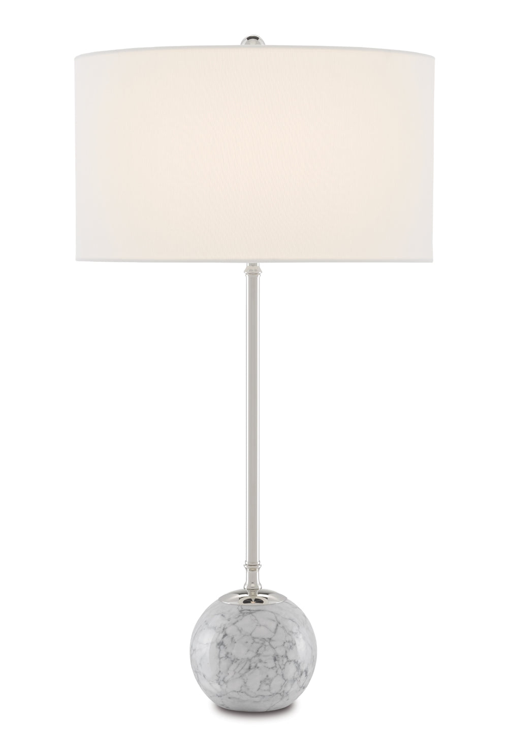 Villette White Table Lamp - Elegant Marble & Polished Nickel Design with Stylish Linen Shade