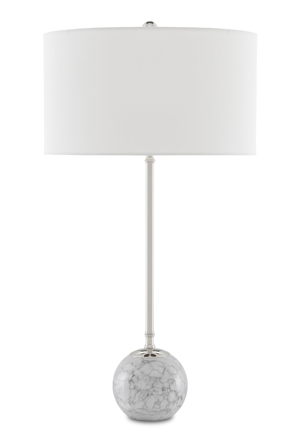 Villette White Table Lamp - Elegant Marble & Polished Nickel Design with Stylish Linen Shade