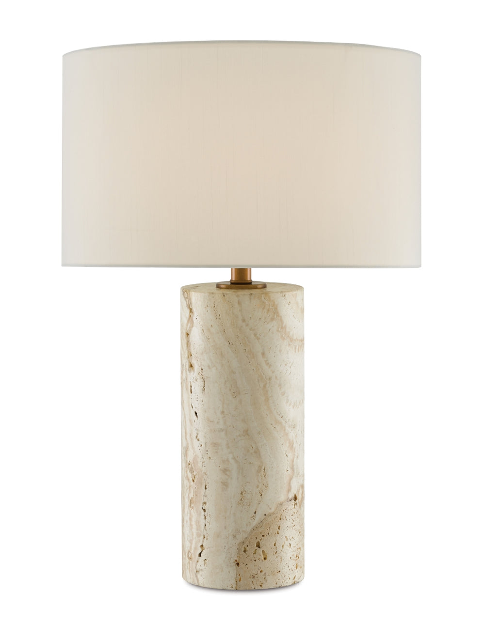 Vespera Table Lamp - Elegant Swirling Marble Design with Antique Brass Finish and Off-White Shade