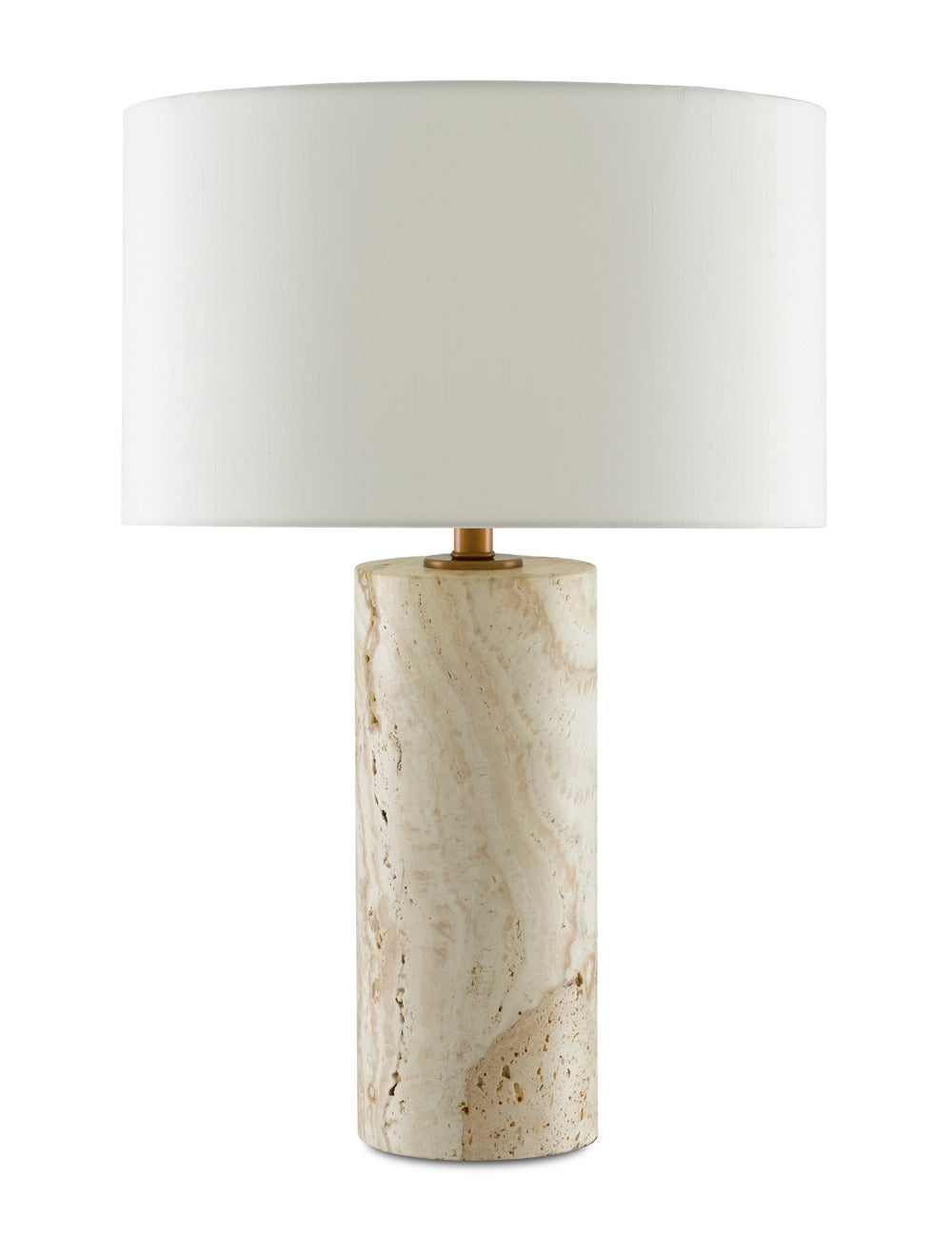 Vespera Table Lamp - Elegant Swirling Marble Design with Antique Brass Finish and Off-White Shade