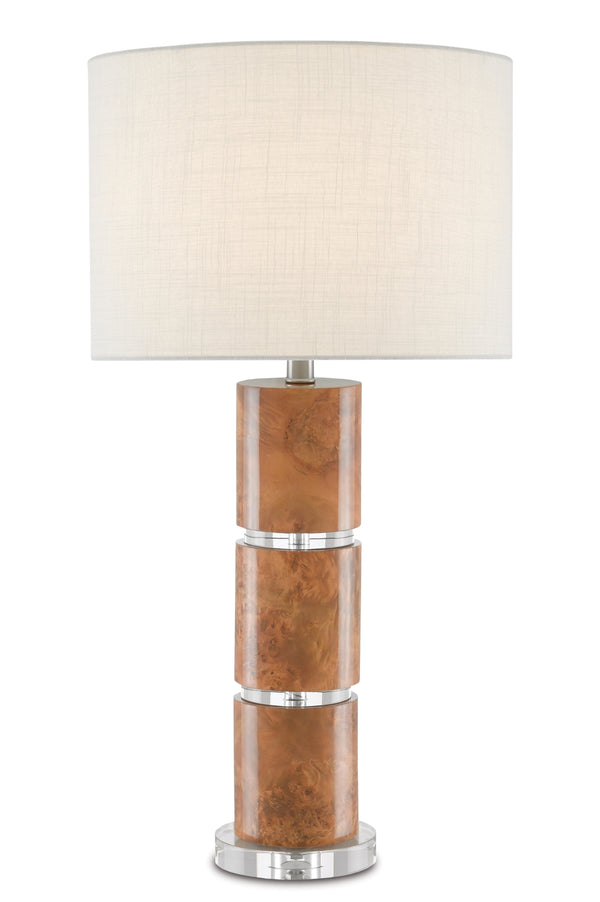 Birdseye Table Lamp - Elegant Marbled Design with Crystal Accents & White Shantung Shade, 29.5" Tall