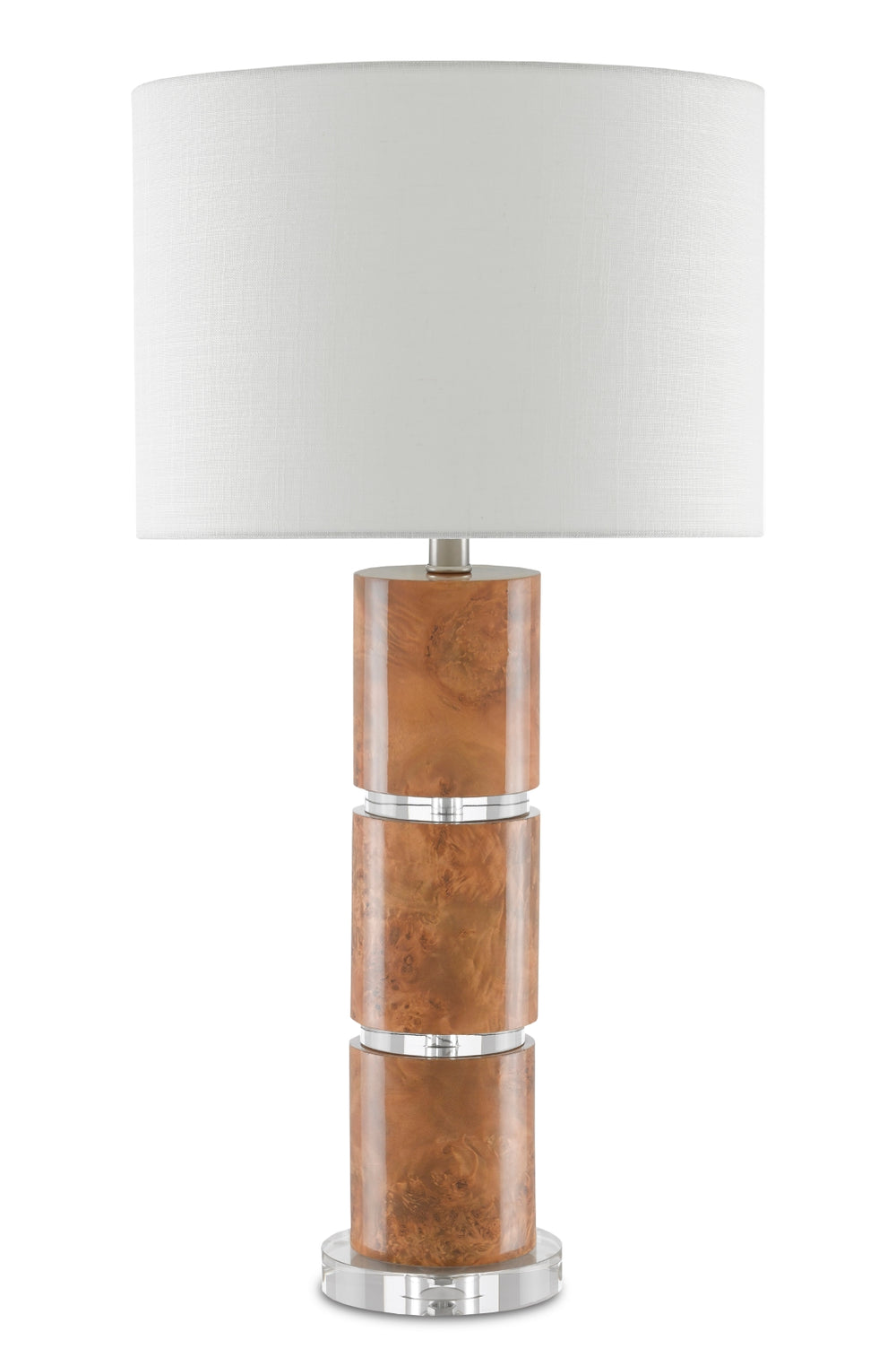 Birdseye Table Lamp - Elegant Marbled Design with Crystal Accents & White Shantung Shade, 29.5" Tall