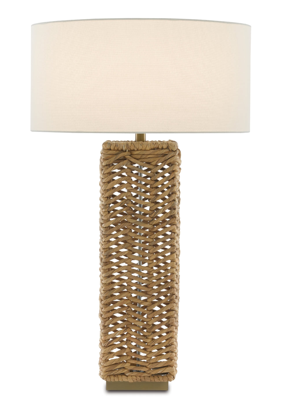 Torquay Table Lamp - Artisan-Crafted Natural Water Hyacinth with Elegant Off-White Linen Shade