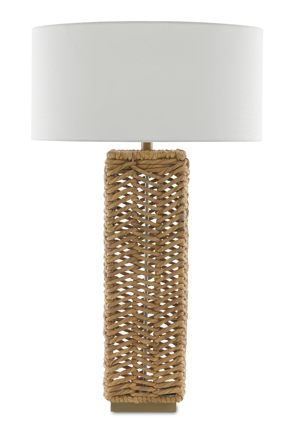 Torquay Table Lamp - Artisan-Crafted Natural Water Hyacinth with Elegant Off-White Linen Shade