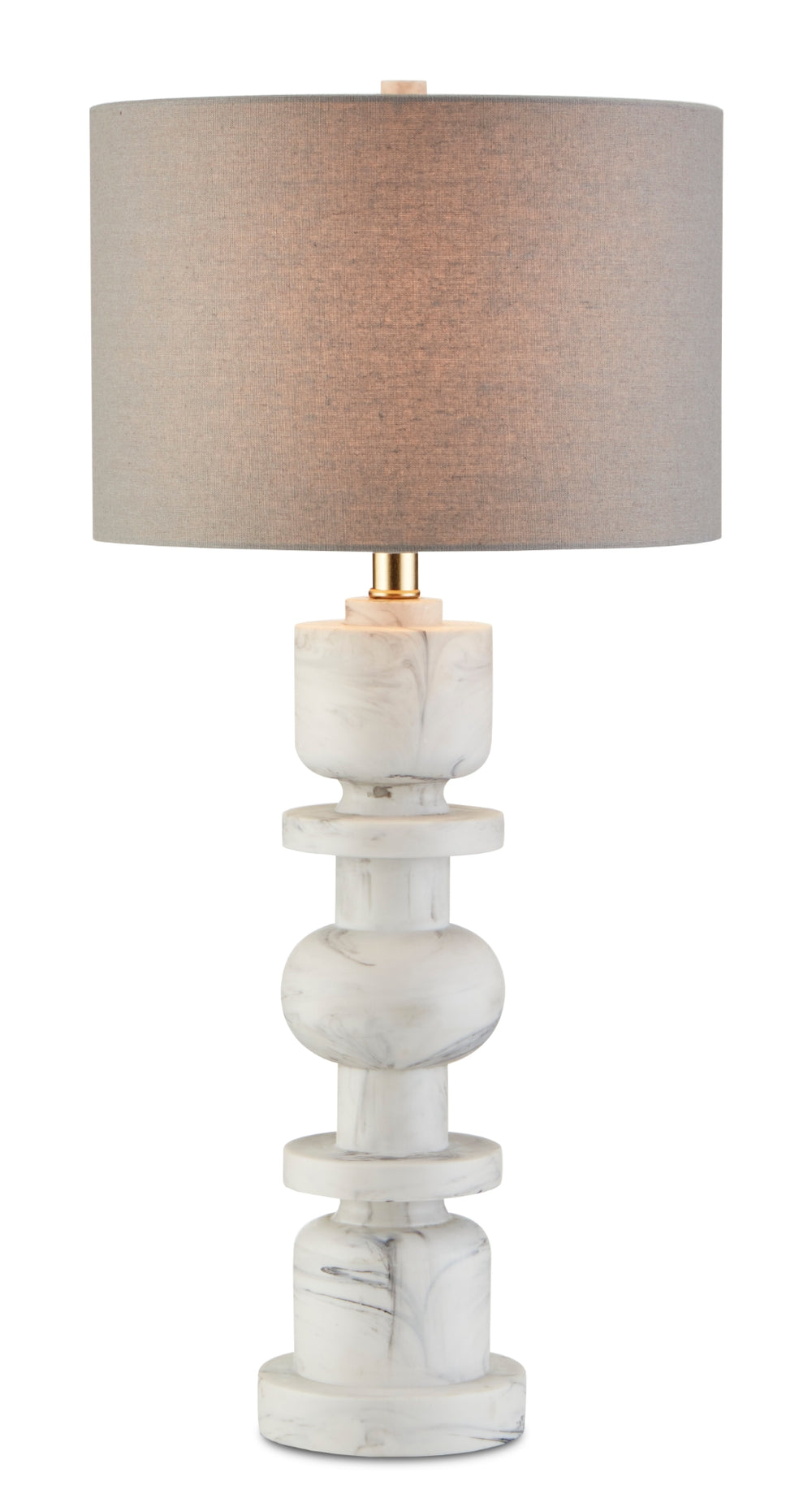 Sasha White Table Lamp - Elegant Composite Design with Gray Linen Shade, 3-Way Switch & Stylish Finish