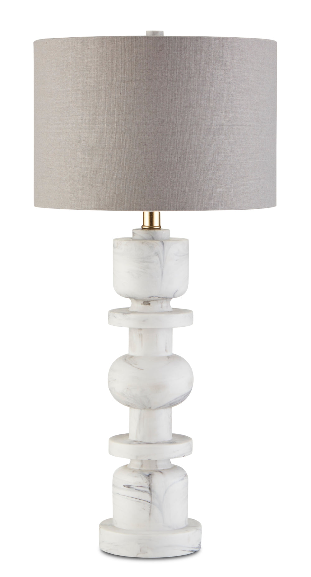 Sasha White Table Lamp - Elegant Composite Design with Gray Linen Shade, 3-Way Switch & Stylish Finish