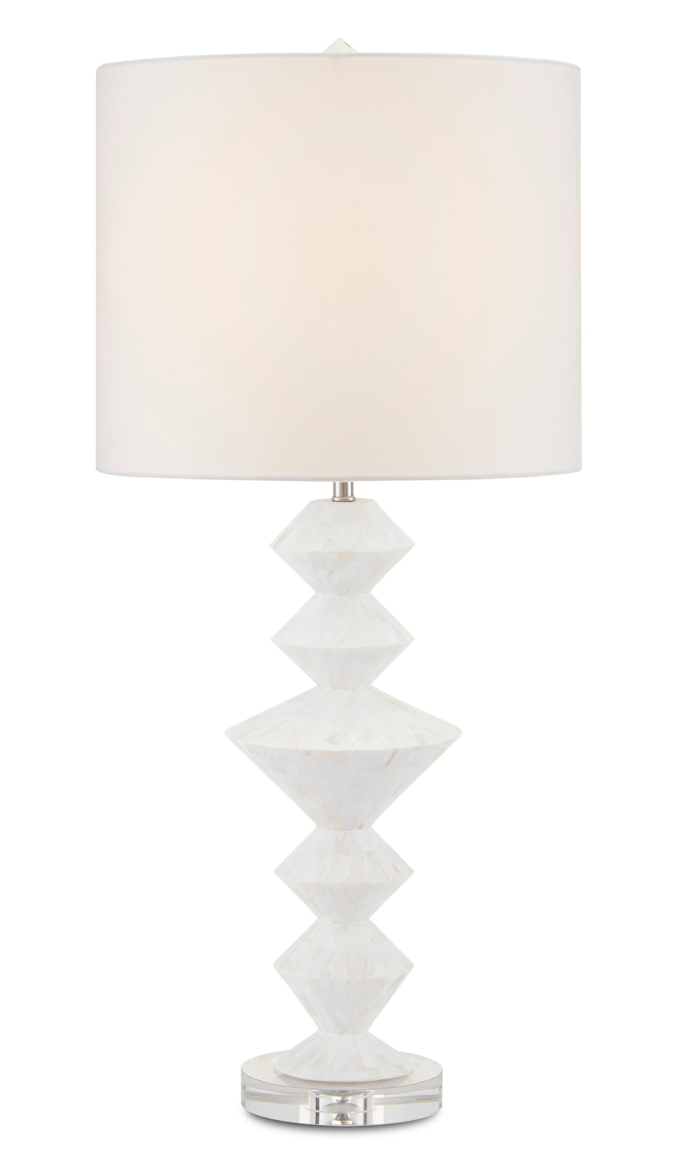 Sheba Table Lamp - Elegant Geometric Design with Mother-of-Pearl Shell and Crystal Base, 31" Height