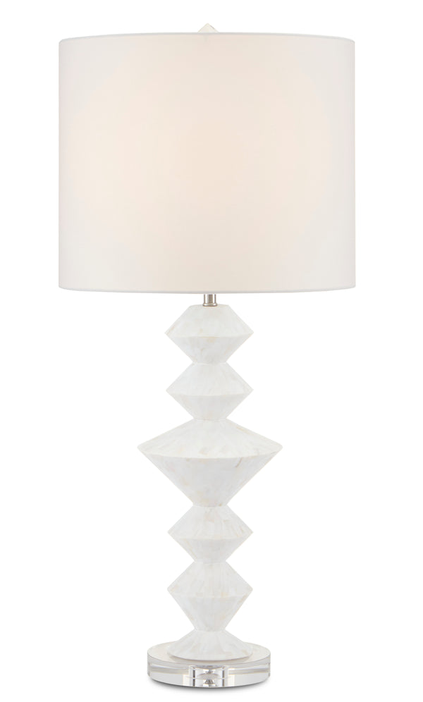 Sheba Table Lamp - Elegant Geometric Design with Mother-of-Pearl Shell and Crystal Base, 31" Height