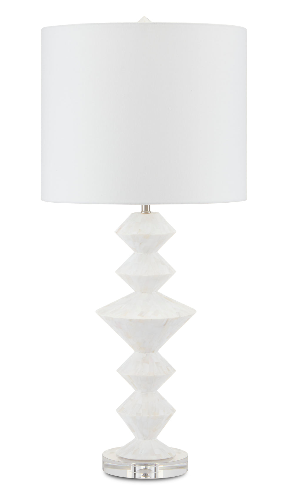 Sheba Table Lamp - Elegant Geometric Design with Mother-of-Pearl Shell and Crystal Base, 31" Height