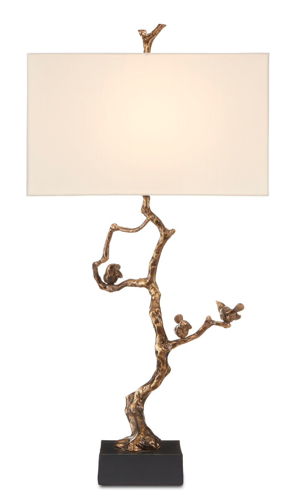 Shadows Table Lamp - Elegant Antique Brass Design with Nature-Inspired Twigs & Black Marble Base