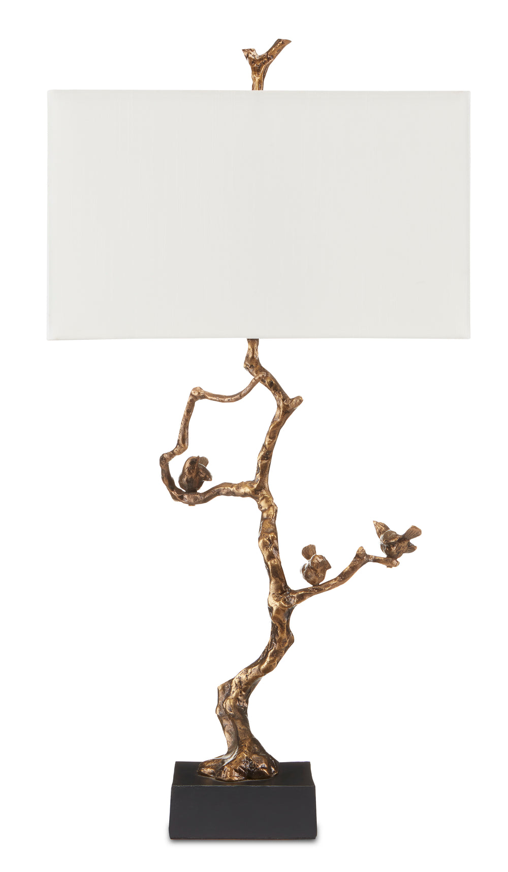 Shadows Table Lamp - Elegant Antique Brass Design with Nature-Inspired Twigs & Black Marble Base