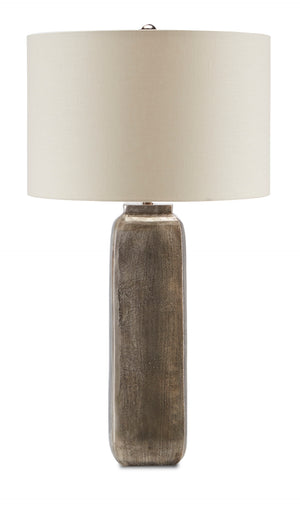 Morse Table Lamp – Stunning Oxidized Nickel Finish with Off-White Linen Shade for Elegant Lighting