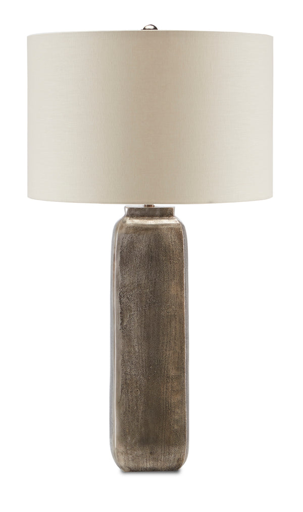 Morse Table Lamp – Stunning Oxidized Nickel Finish with Off-White Linen Shade for Elegant Lighting