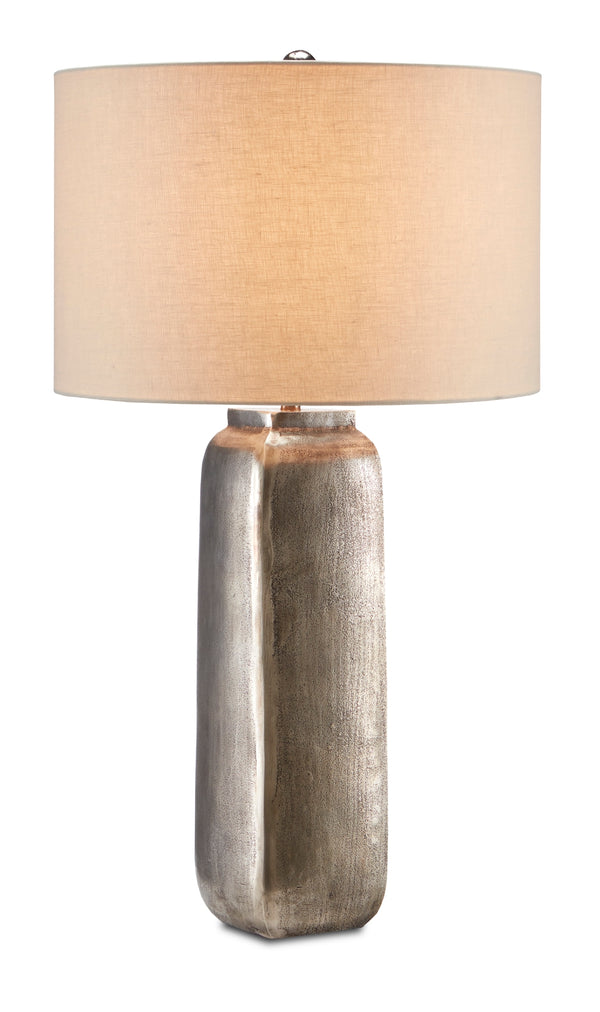 Morse Table Lamp – Stunning Oxidized Nickel Finish with Off-White Linen Shade for Elegant Lighting