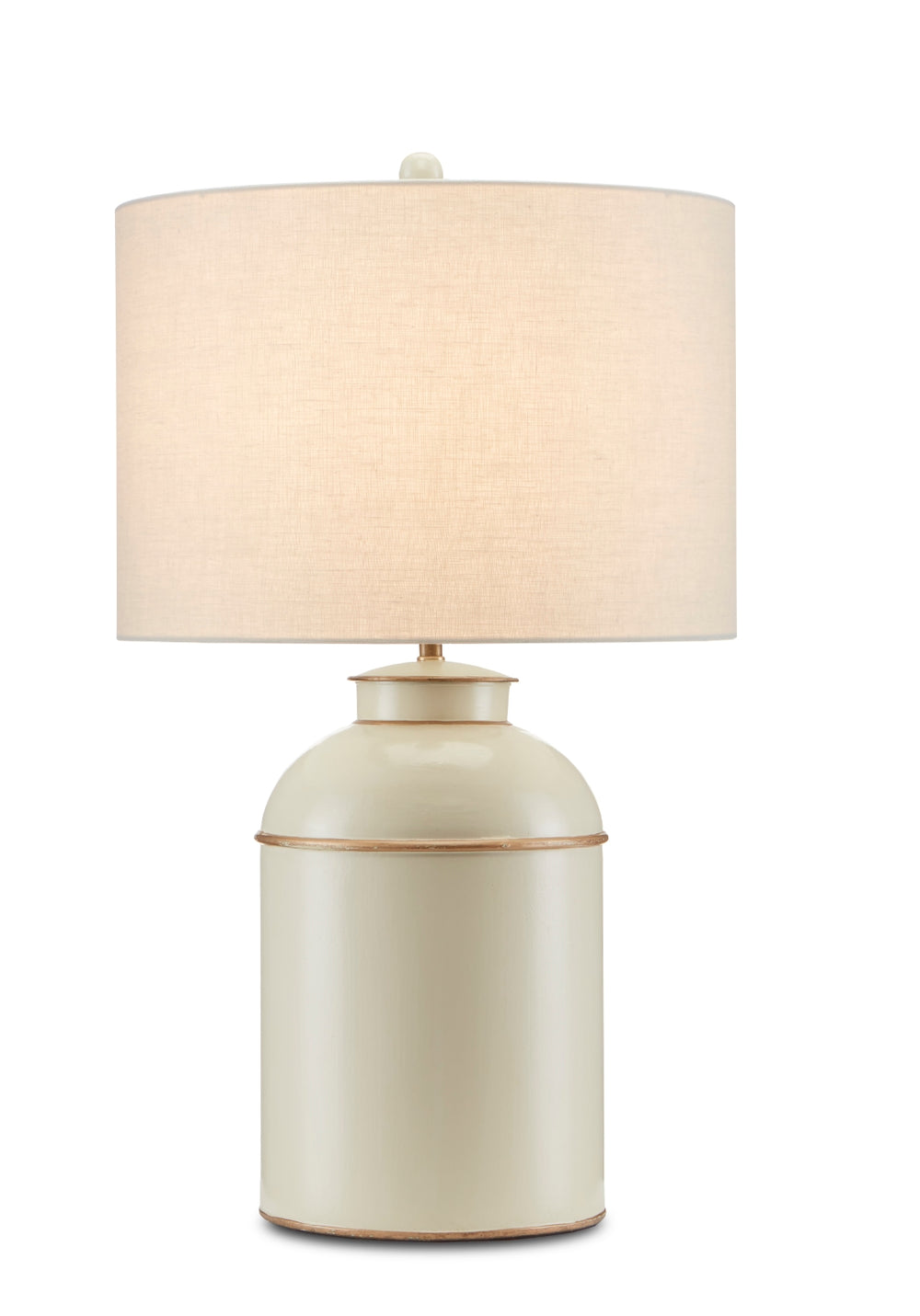 London Ivory Table Lamp - Wrought Iron Elegance with Gold Accents & Vintage Tea Canister Inspiration