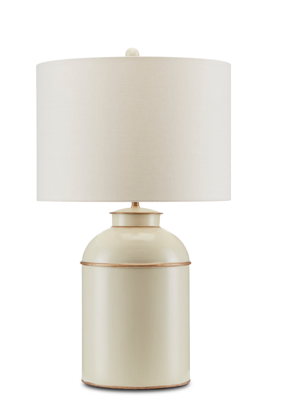 London Ivory Table Lamp - Wrought Iron Elegance with Gold Accents & Vintage Tea Canister Inspiration