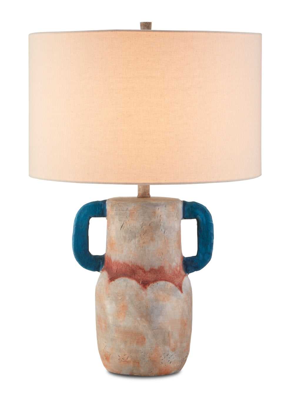 Arcadia Table Lamp - Handcrafted Terracotta Design in Sand, Teal & Red with Antique Charm & Shade