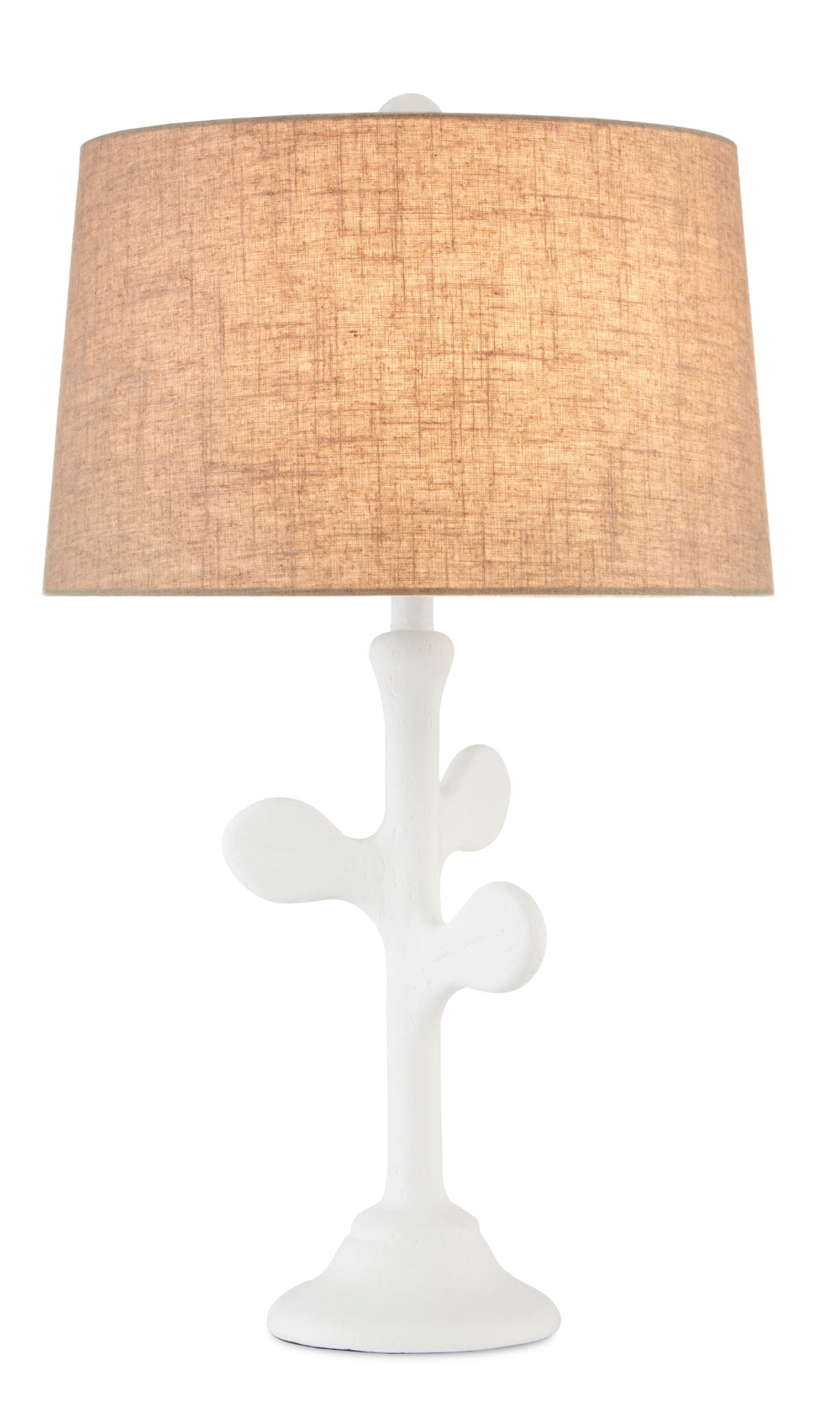 Charny Table Lamp - Elegant White Gesso Luminary with Leaf Design and Textured Shade for Nature-Inspired Decor