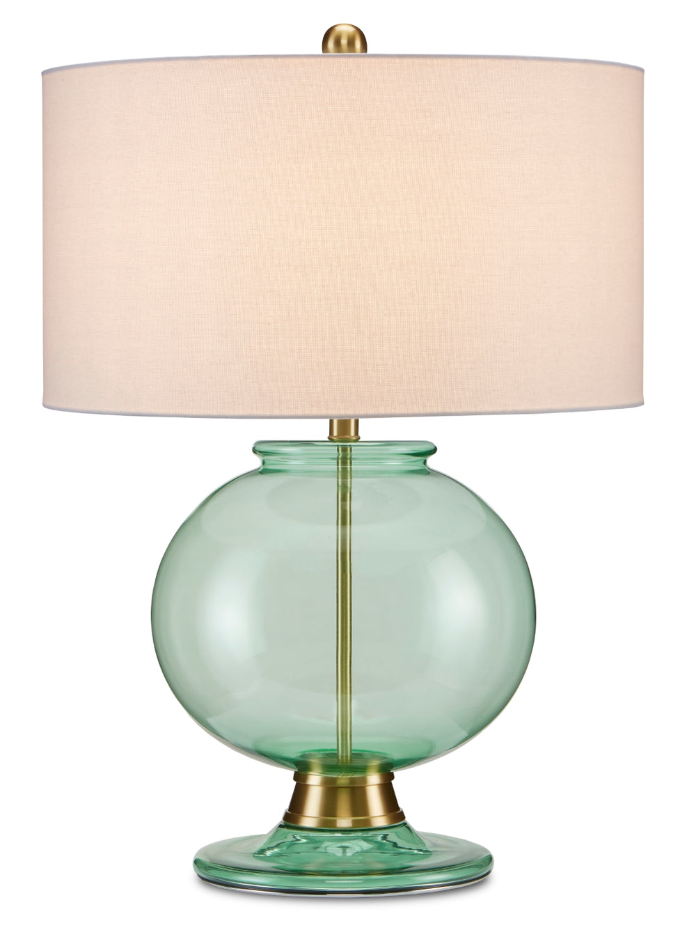 Jocasta Green Table Lamp - Elegant Emerald Glass with Brass Finish, Perfect for Any Room Décor