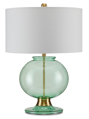 Jocasta Green Table Lamp - Elegant Emerald Glass with Brass Finish, Perfect for Any Room Décor