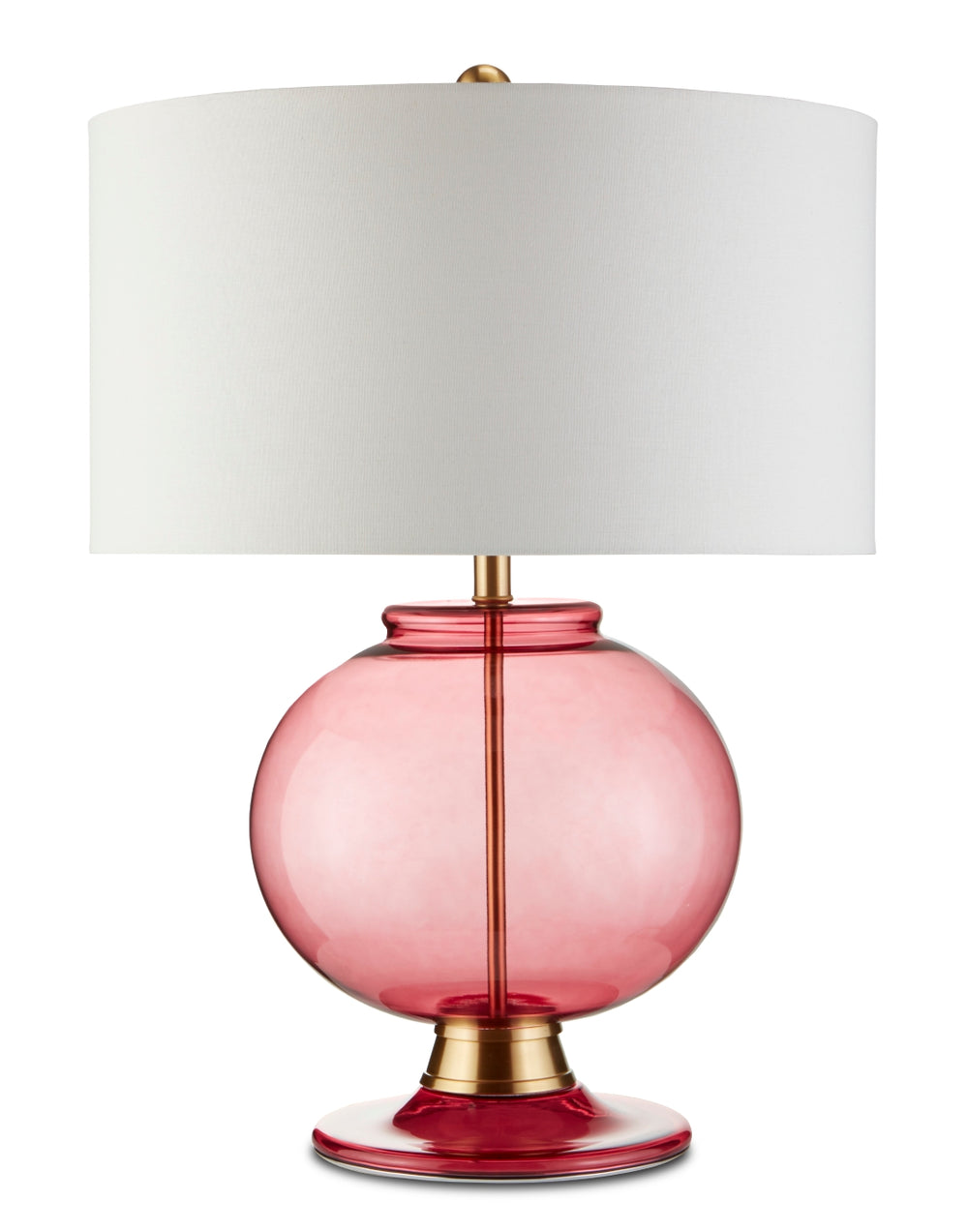 Jocasta Red Table Lamp - Stunning Clear Glass & Brass Finish, 3-Way Knob, Perfect for Any Room