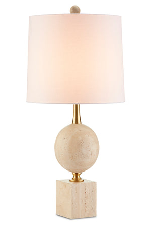 Adorno Table Lamp - Modern Beige Marble Design with Antique Brass Accents for Elegant Lighting