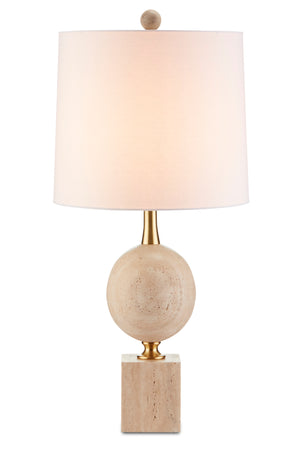 Adorno Table Lamp - Modern Beige Marble Design with Antique Brass Accents for Elegant Lighting
