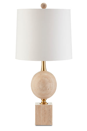 Adorno Table Lamp - Modern Beige Marble Design with Antique Brass Accents for Elegant Lighting