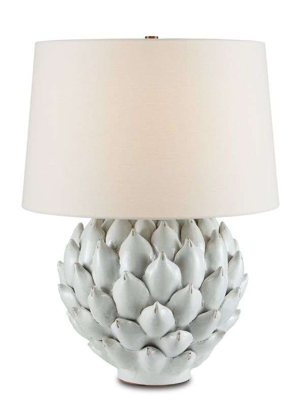 Cynara Table Lamp - Handmade Oversized Artichoke Design in Antique White for Elegant Home Decor