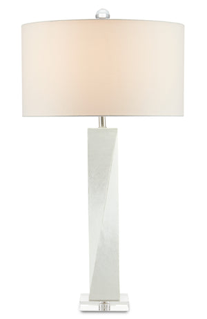 Chatto Elegant White Table Lamp with Twisted Body, Faux Shagreen & Crystal Base - 31" Height