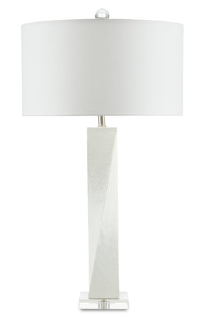 Chatto Elegant White Table Lamp with Twisted Body, Faux Shagreen & Crystal Base - 31" Height