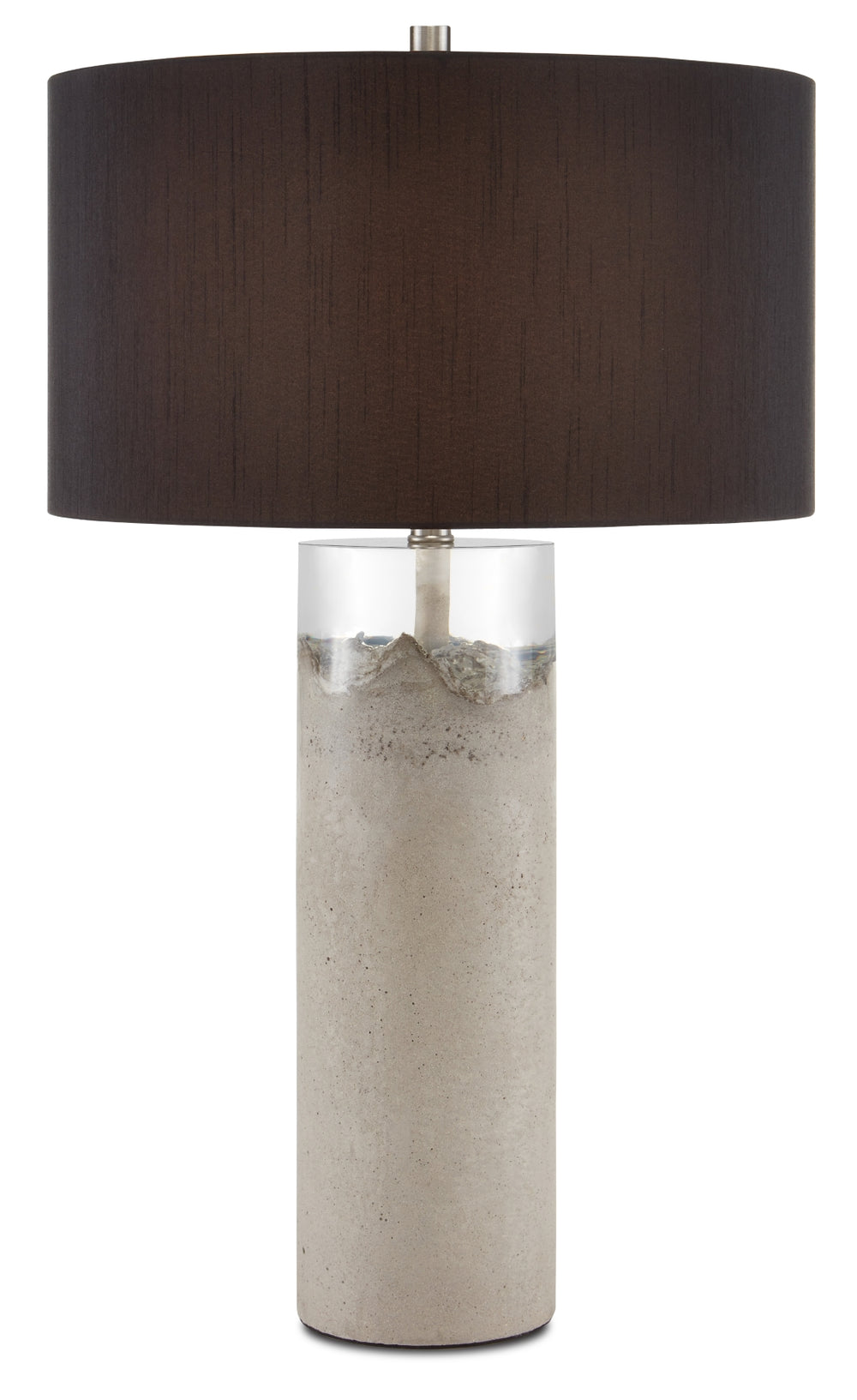 Edfu Table Lamp - Elegant Concrete Design with Clear Resin, Black Silk Shade, 30-Inch Height, 100W