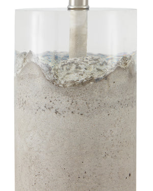 Edfu Table Lamp - Elegant Concrete Design with Clear Resin, Black Silk Shade, 30-Inch Height, 100W